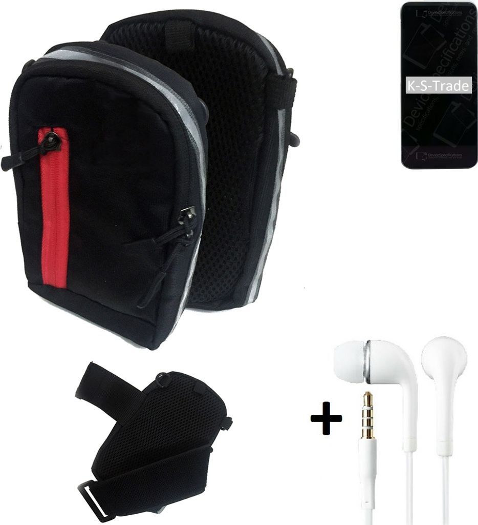 K-S-Trade Outdoor Gürteltasche Holster Umhängetasche + Kopfhörer kompatibel mit HiSense F70 schwarz Handy Tasche Case travelbag Schutzhülle