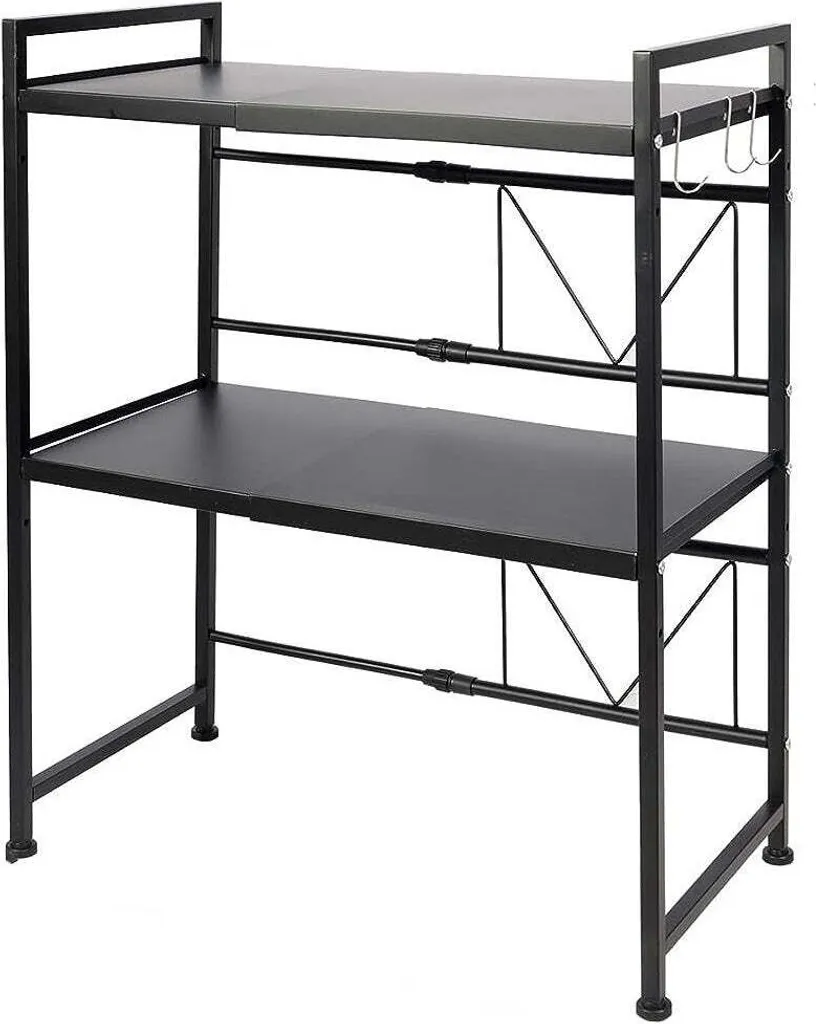 Supporto Microonde Estensibile Nero | Organizer Cucina Design Moderno