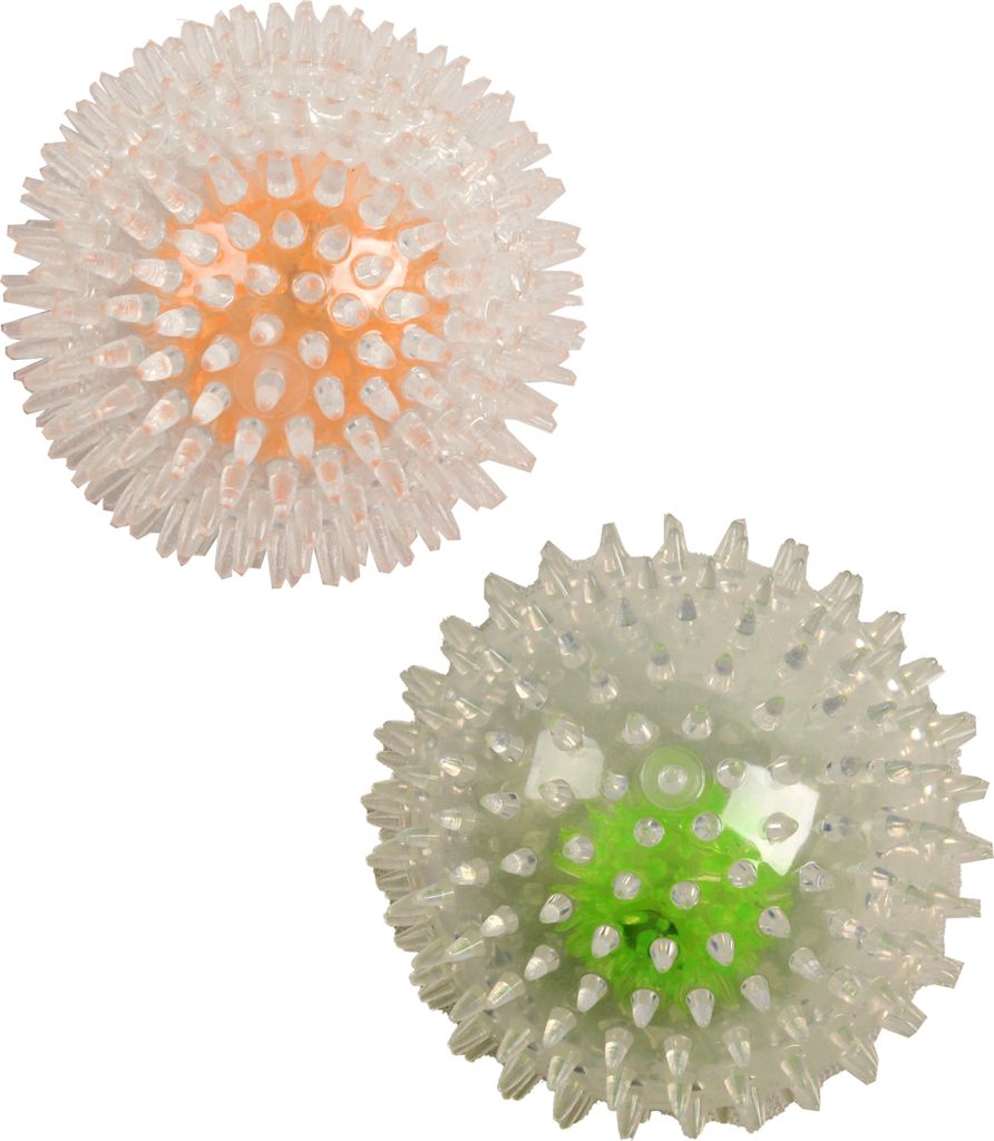 Dehner Hundespielzeug Set Bouncer Ball S & M, mit LED-Beleuchtung, Größe S, ca. Ø 8 cm, Größe M, ca. Ø 12 cm, orange/grün
