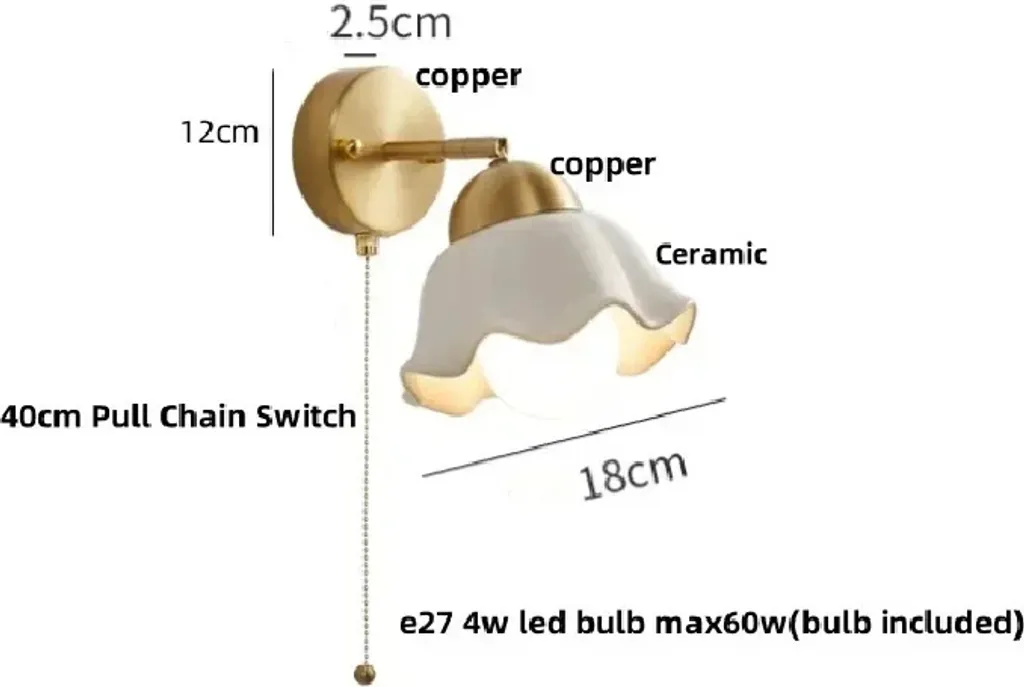 Lampe murale LED moderne à chaînette pour éclairage d'appoint chaud - 2