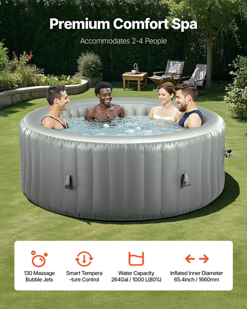 Spa Gonflable Gris 208cm : Solution Détente sans Installation Fixe