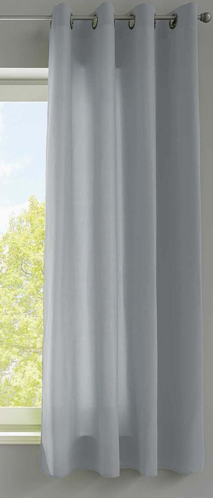 1er Set Vorhänge Schal Ösen »Berlin« HxB 145x140 cm Grau Blickdicht Microsatin Lichtdurchlässig Uni Matt, 20405N