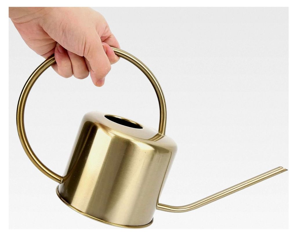Edelstahl Gießkanne 1300 ml Gold mit langem Ausguss für Innen- und Außenbereich