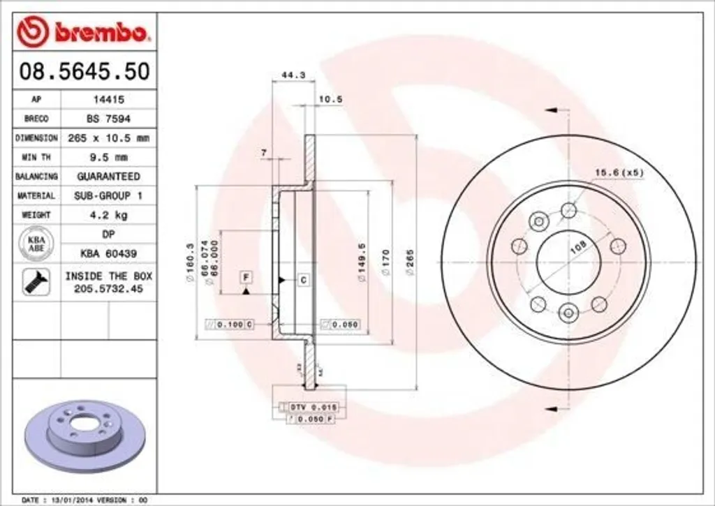 Disque de frein Brembo 08.5645.50 : fini les vibrations sur Safrane I