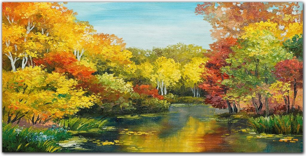 Coloray Küchenrückwand 100x50 Spritzschutz aus Glas - Baum Wald Fluss Himmel