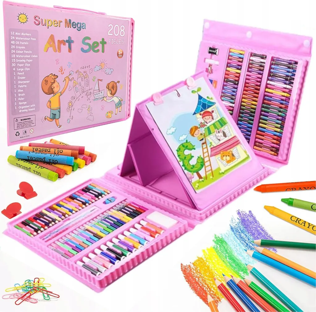 Kit Dessin Enfant 203 Pièces : Mallette 208R Rangement Facile et Complet