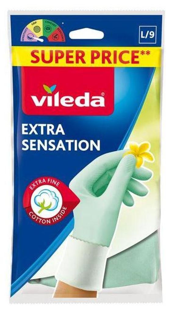 Vileda Extra Sensation, Haushaltshandschuhe, Grün, L, 1 Produktbild 