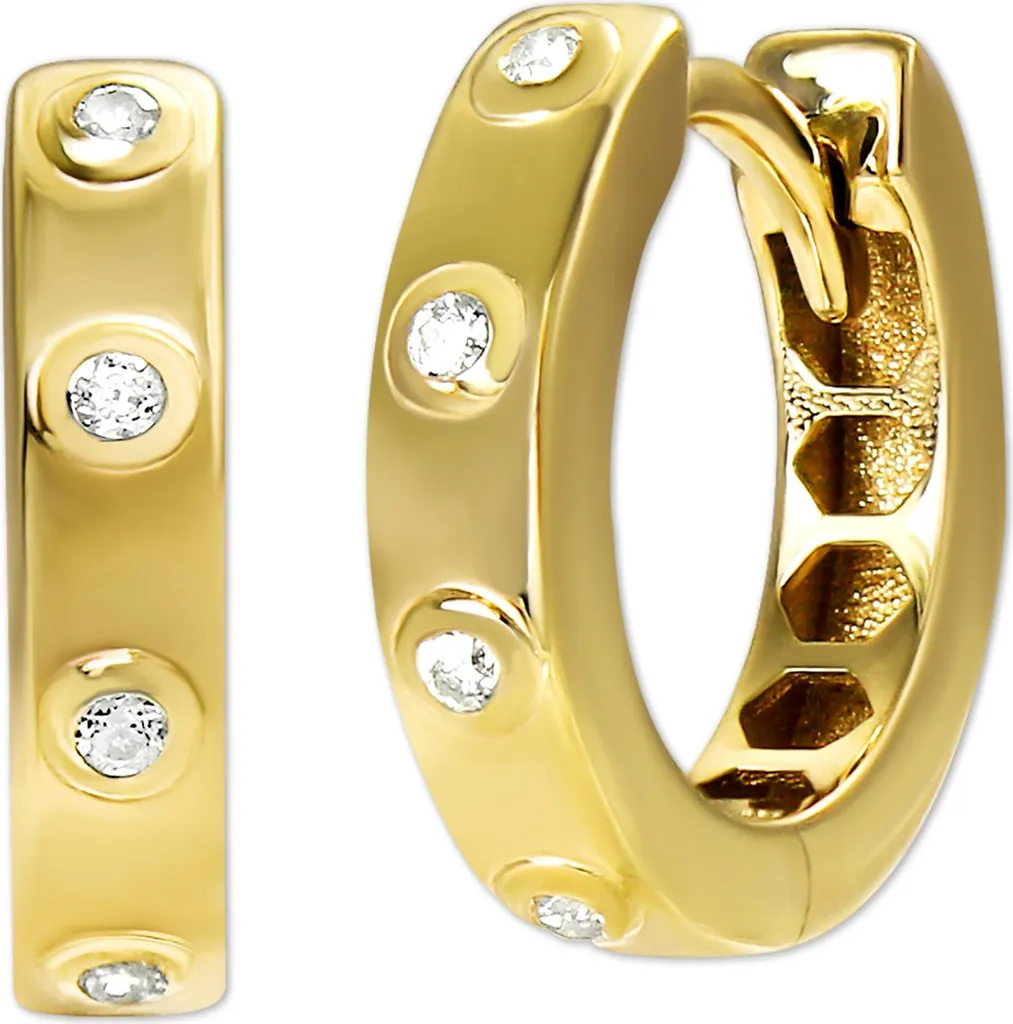 Créoles en or jaune 333 12mm avec Zirconia, boucles d'oreilles femme GoldDream