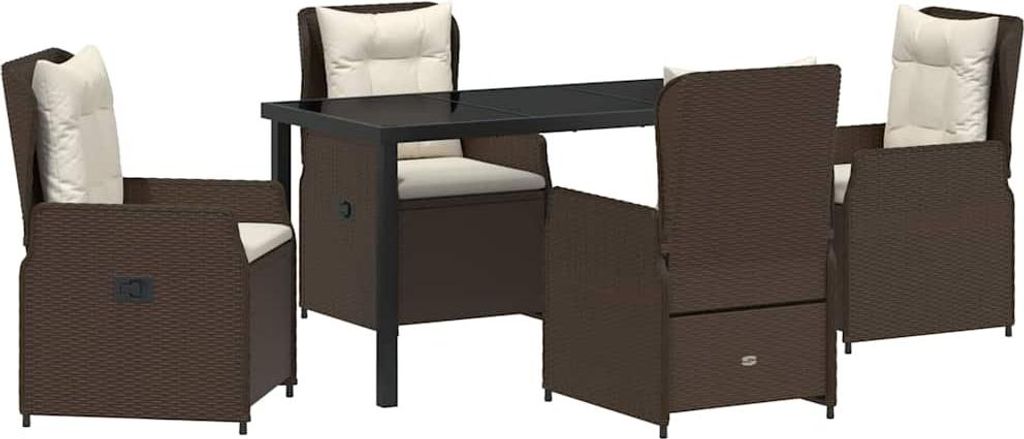 Garten Essgruppe 5 pcs Braun Poly-Rattan