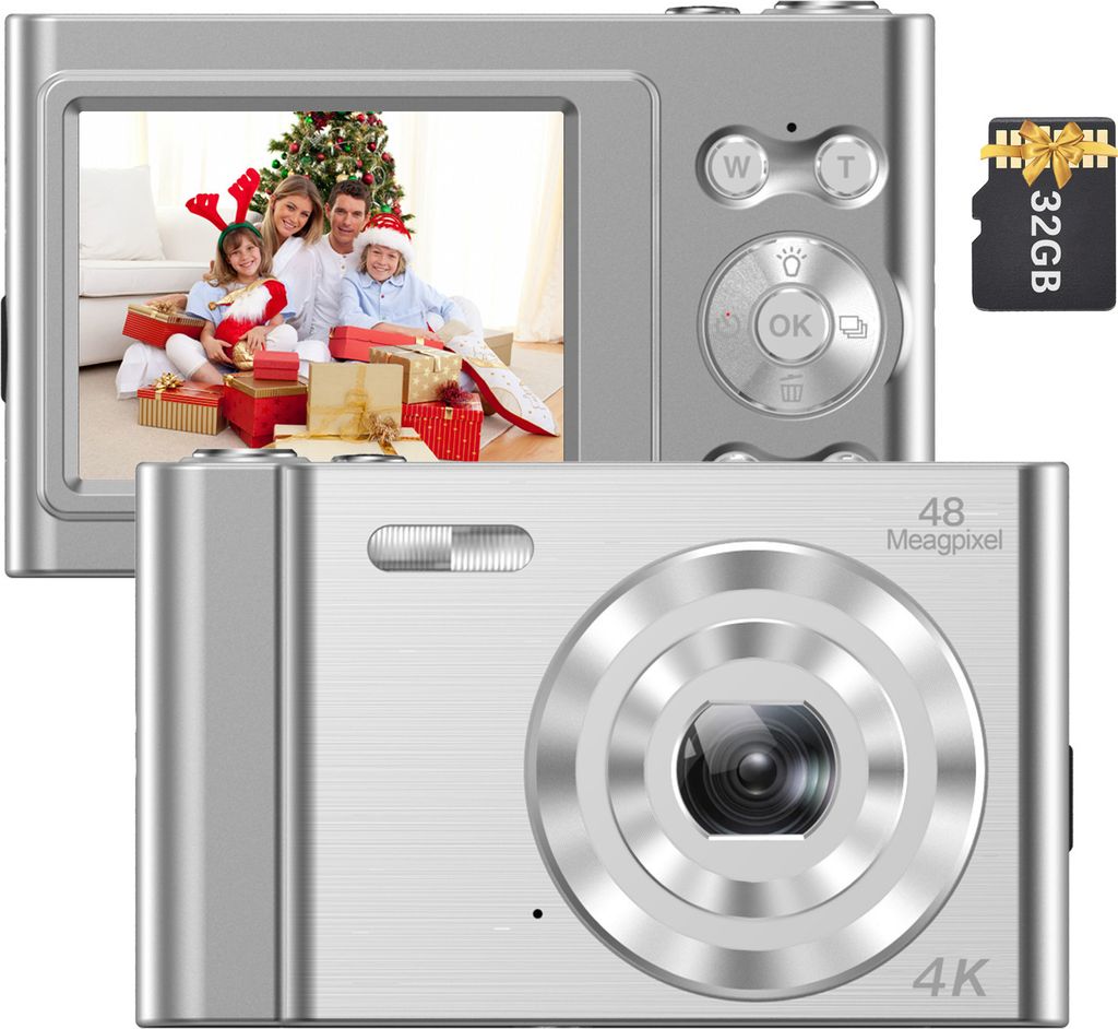 Andoer 4K Digitalkamera Videocamcorder 48 MP 2,4 Zoll IPS-Bildschirm Autofokus 16-facher Digitalzoom Anti-Shake-Gesichtserkennung Smile Capture Ein...