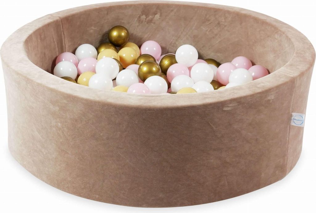 Trockenpool 90x30 Velvet Soft Dark Beige mit 200 Bällen: weiß, hellrosa, beige, altgold