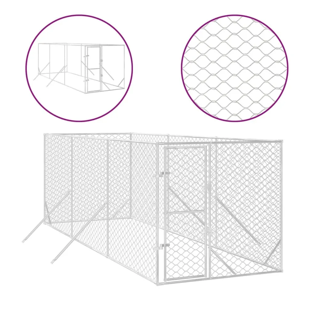 Parc extérieur pour chiens en acier galvanisé antirouille 2x6x2m