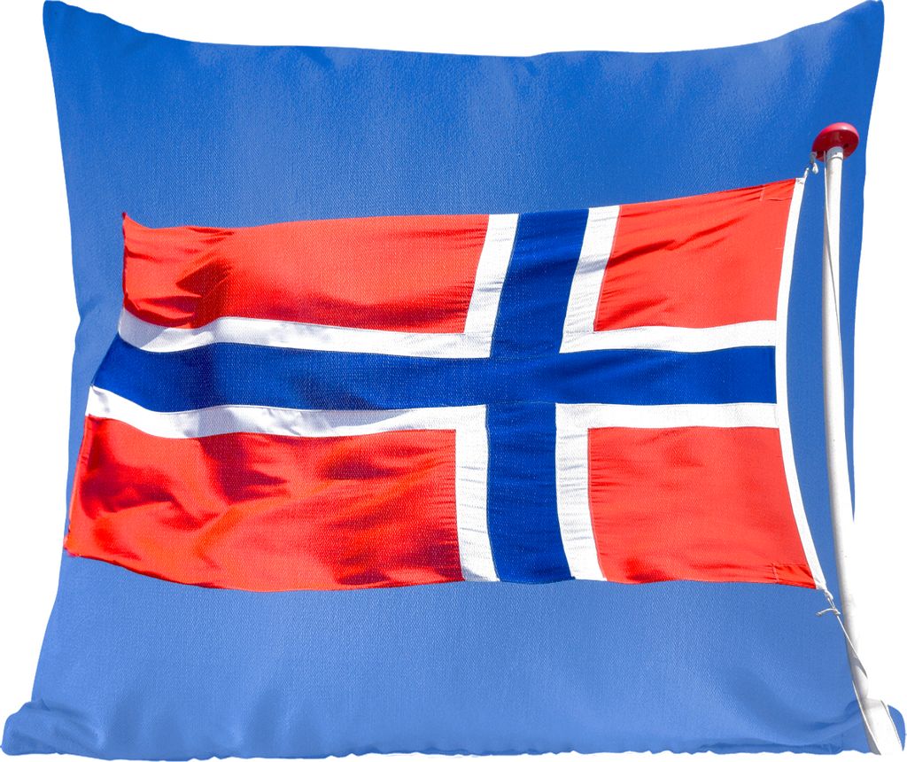 MuchoWow Zierkissen Sofakissen Wohnzimmer Dekokissen 40x40 cm Norwegische Flagge am blauen Himmel - Foto Kissen - Schlafzimmer Dekoration