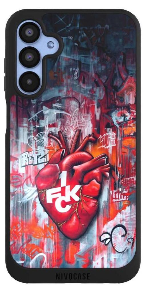 NIVOCASE Handyhülle für Samsung Galaxy A15 5G Hülle NIVOpure Case Schwarz 1. FC Kaiserslautern 1. FCK Herz