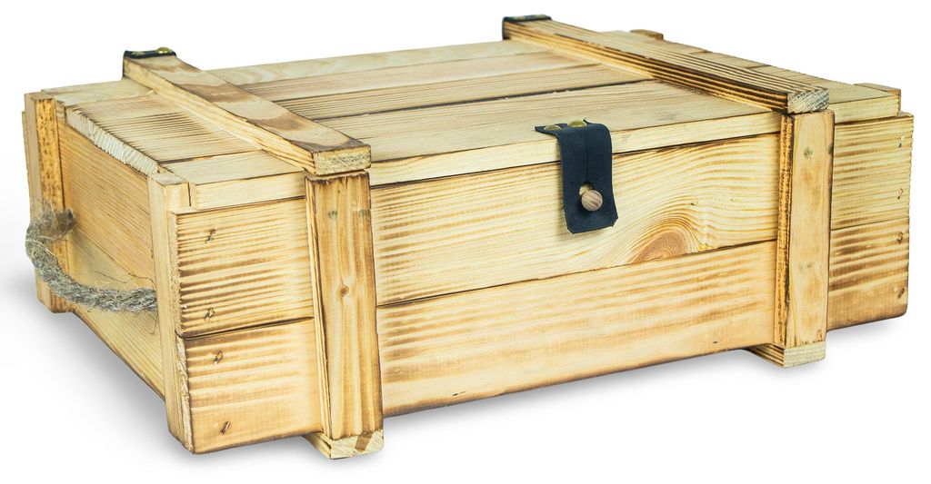 Weinkisten 3er geflammt inkl. Holzwolle Geschenkbox Weinbox Produktbild 