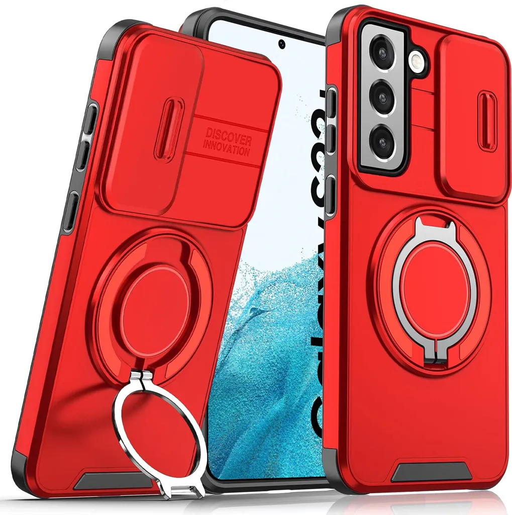 Custodia Samsung Galaxy S22 5G Rossa: Dual Layer con Ring Stand