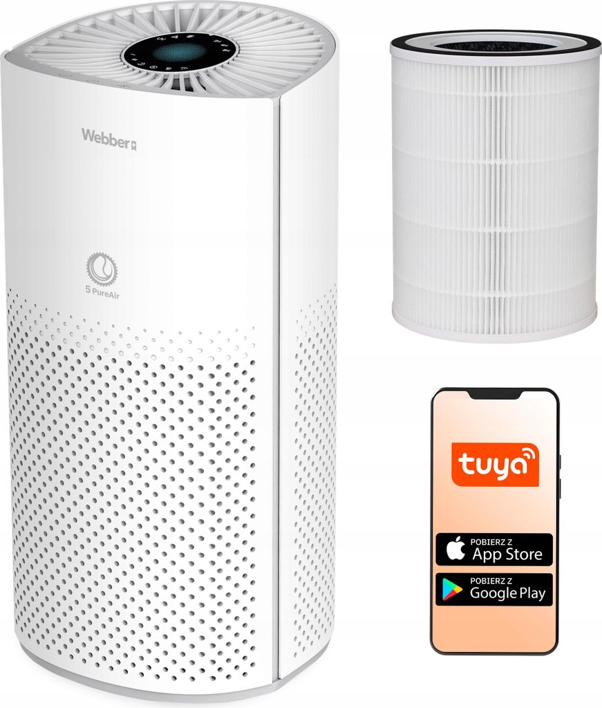 Luftreiniger Webber AP8550 HEPA H13 WiFi UV-C Ionisierung Smart AI