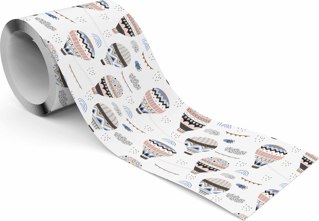 Muralo Selbstklebende Bordüre Tapetenbordüre bunte Luftballons Ballons Wolken