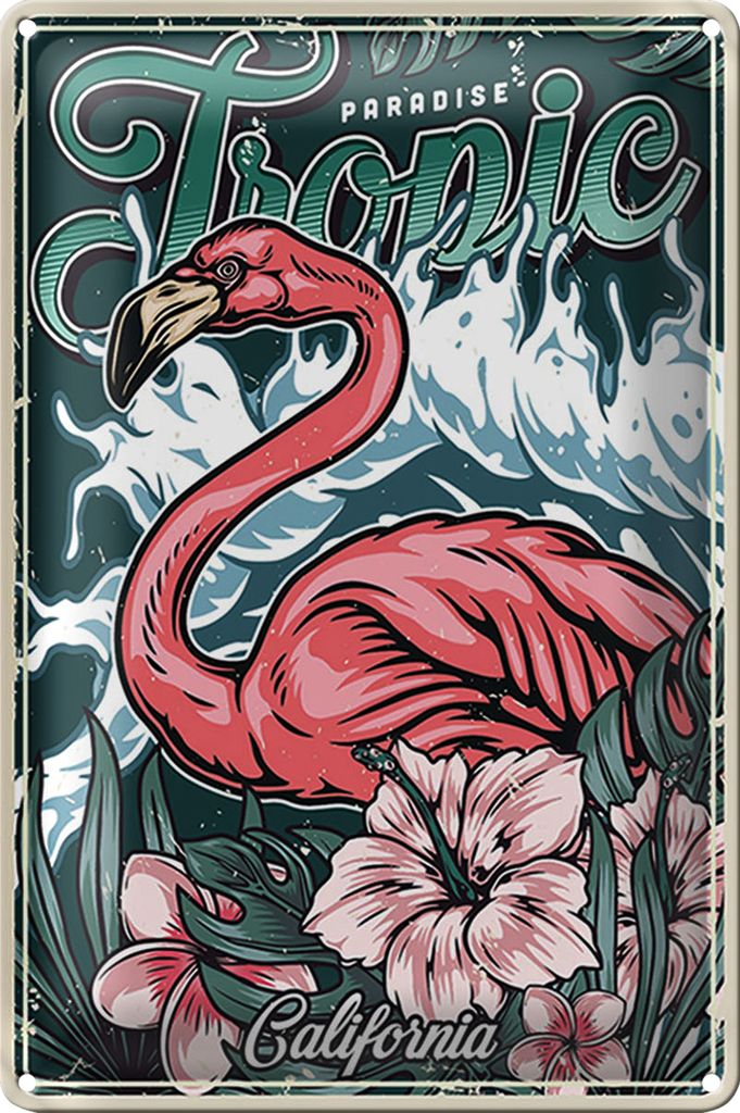 Blechschild Retro 40x30cm Tropic Paradise California