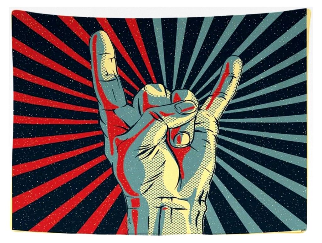 Wandteppich Dekoration für die Wohnung - Rock Hand Music Retro Vintage - 200 x 150 cm