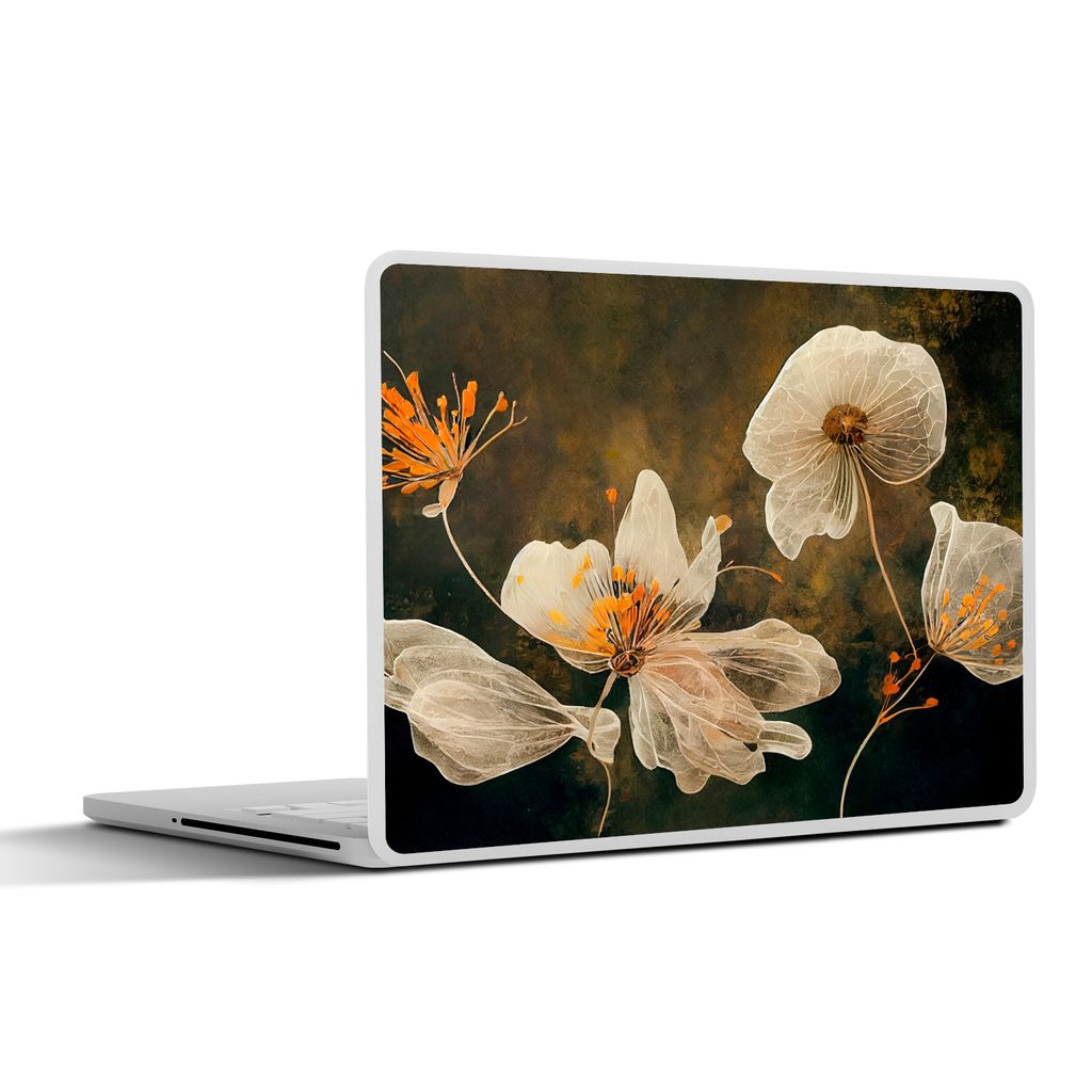 MuchoWow Laptop Aufkleber Sticker Cover Blumen - Pflanzen - Natur - Illustration 32.5x23.5 cm - Sticker für Laptop - Selbstklebend