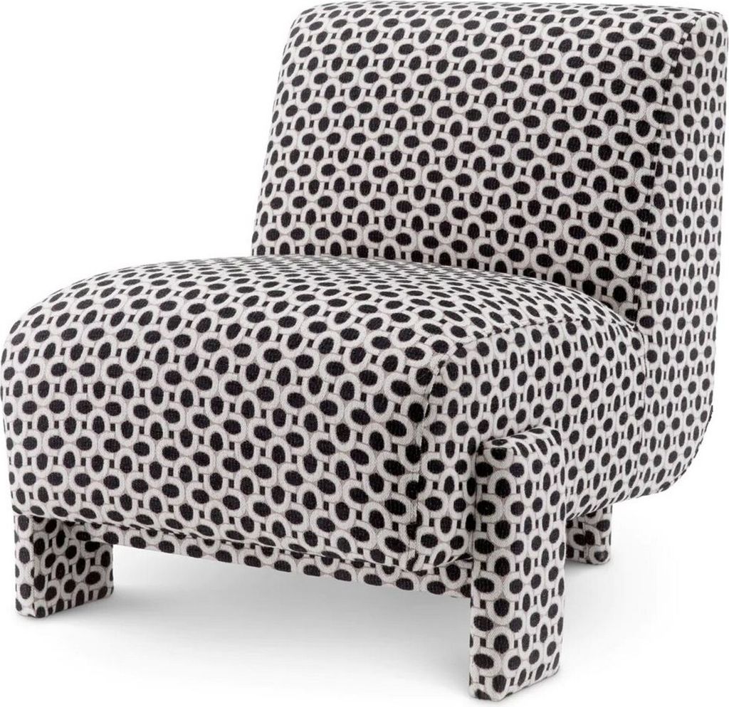 Casa Padrino Luxus Sessel mit Muster Schwarz / Weiß - Wohnzimmer & Hotel Einrichtung