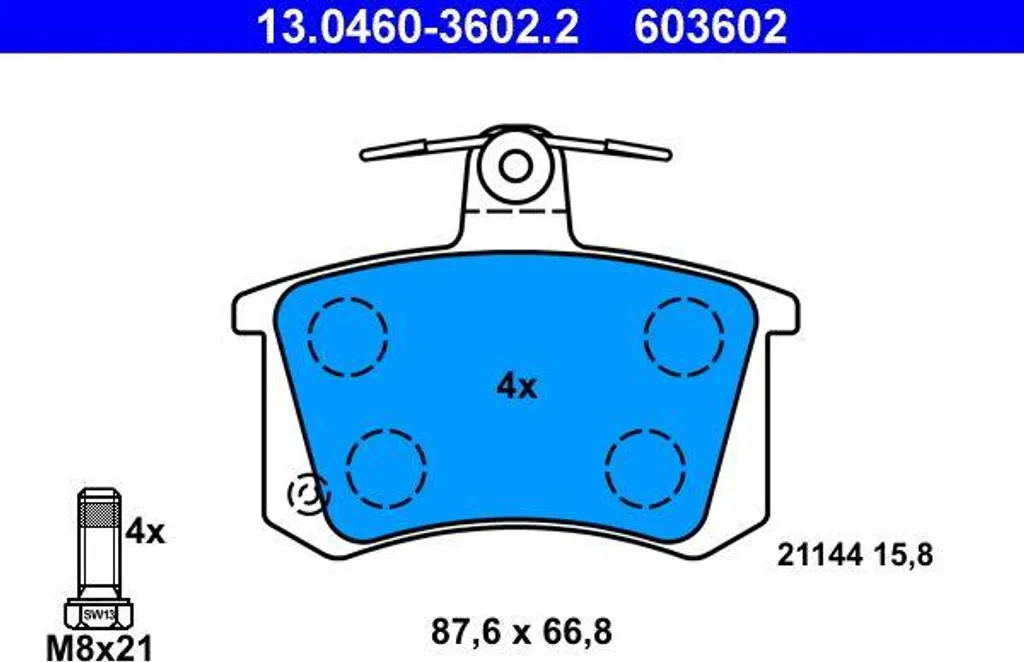 Plaquettes de Frein ATE 13.0460-3602.2 pour A4 8D A6 4A OE 4D0698451B