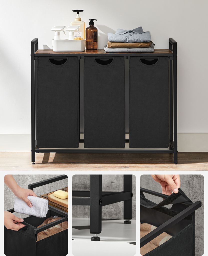 Koš na prádlo 3 komory s deskou 92,5 cm LOFT Obrázek produktu 8
