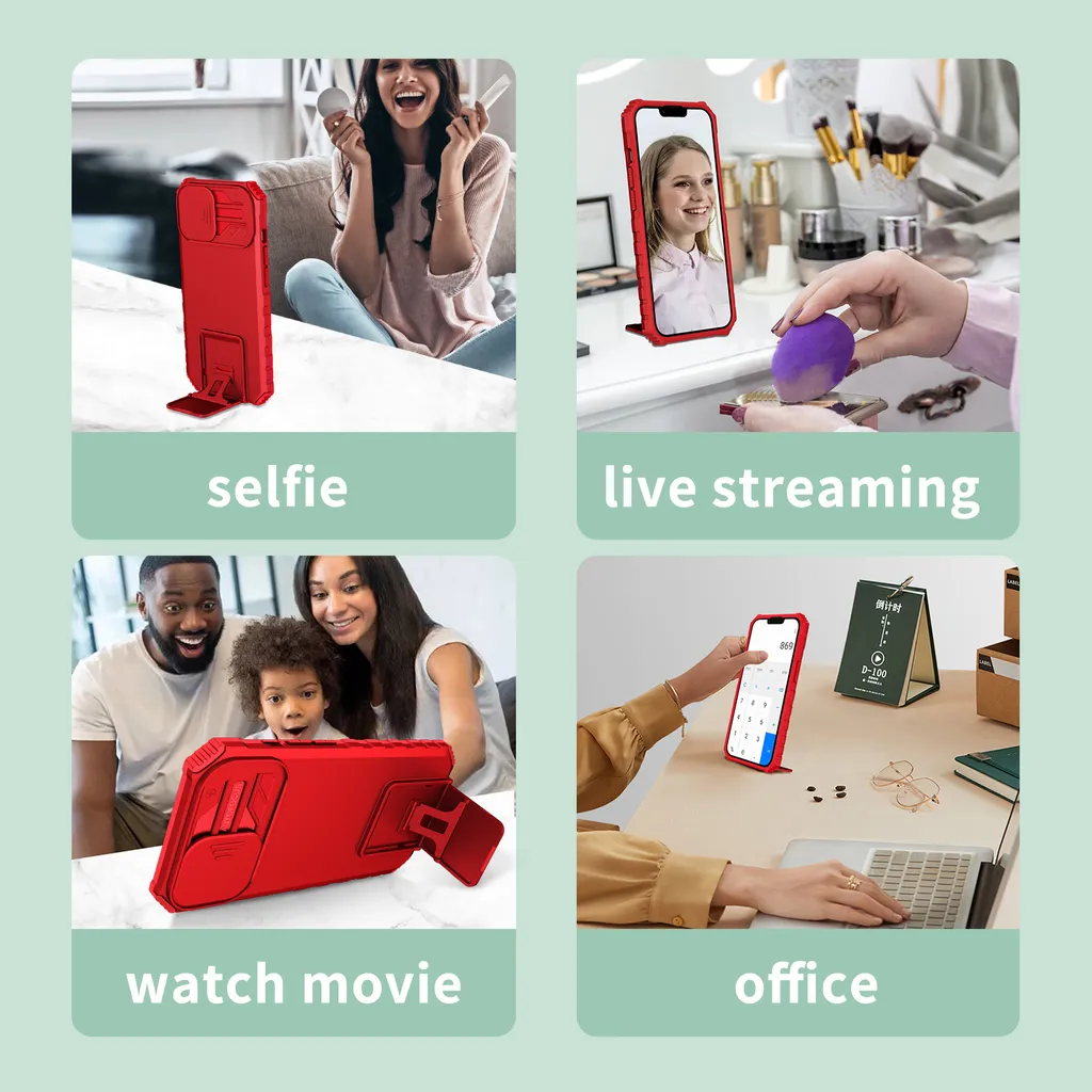 Cover iPhone 16 Doppia Protezione Rossa con Slide Camera Cover - 4