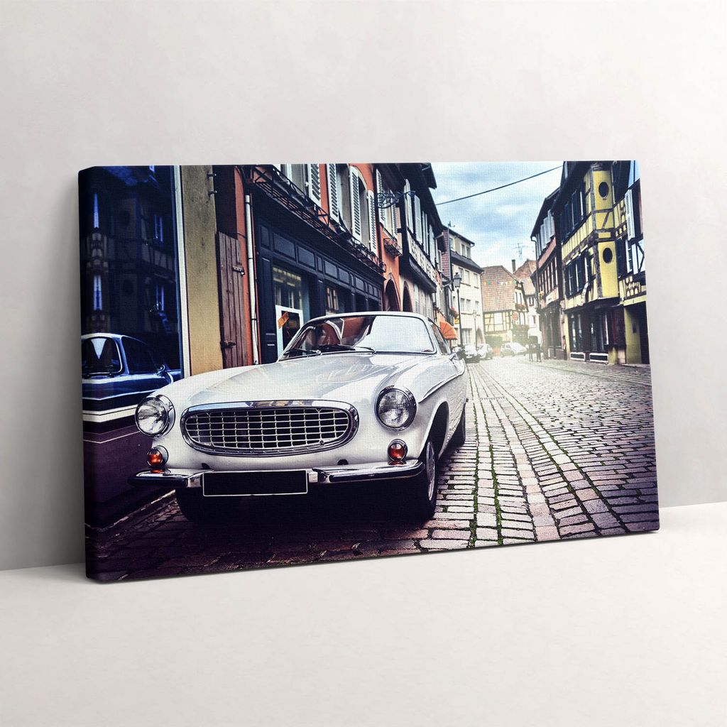 Retro-Auto – Leinwandbild Wandbild – 60x40 cm – Leinwandbilder – Wandbilder – Schlafzimmer – Flur