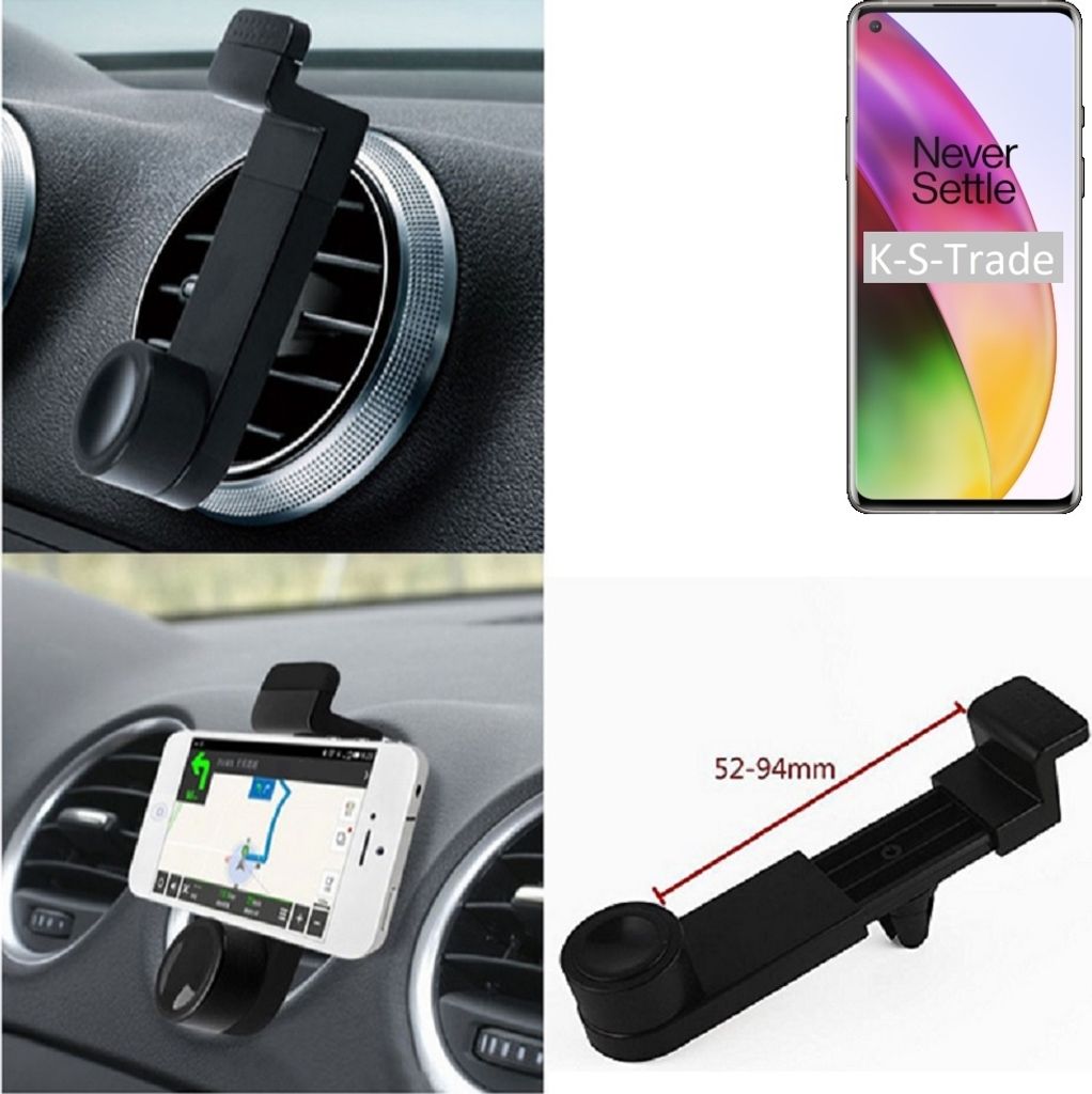 K-S-Trade Lüftungshalterung kompatibel mit OnePlus 8 KFZ-Halterung Autohalterung Handy-halterung Lüftungsgitter Lüftungsschlitze Schwarz