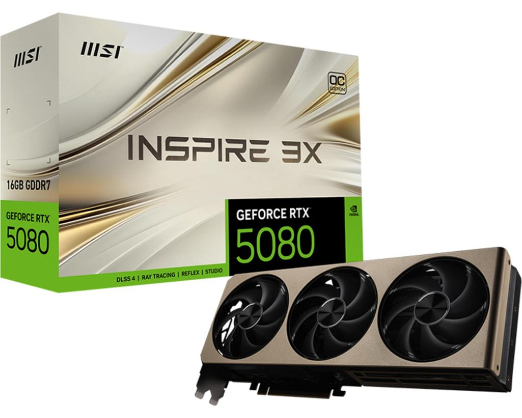 MSI GeForce RTX 5080  INSPIRE 3X OC, Grafikkarte, (DLSS 4, Produktbild 