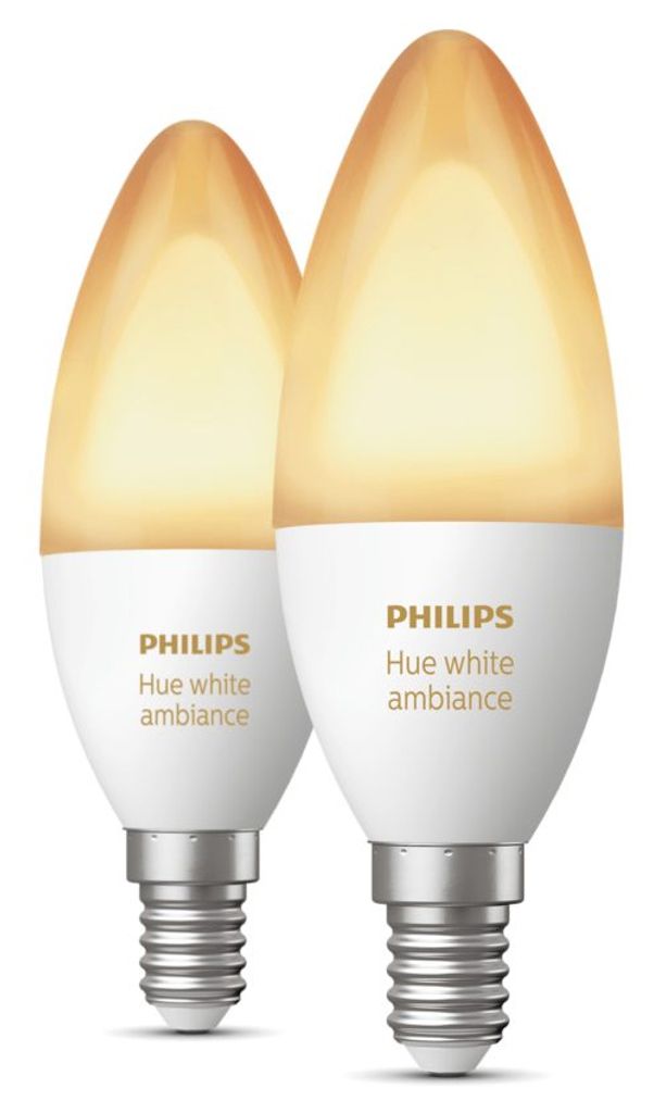 Philips Hue White ambience Doppelpack, E14, Intelligentes Leuchtmittel, Bluetooth/Zigbee, Weiß, LED, E14, B39