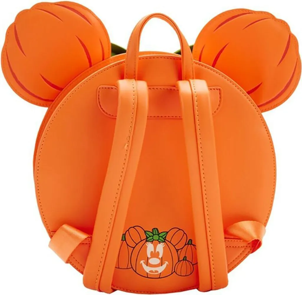 Sac à dos Loungefly citrouille Mickey orange 20 cm en similicuir