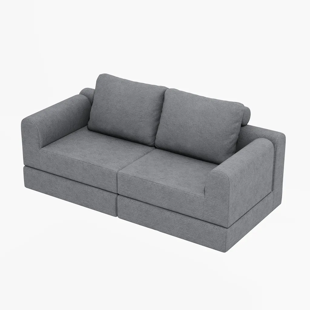 Canapé convertible avec mousse à mémoire de forme et dossier réglable gris - 18