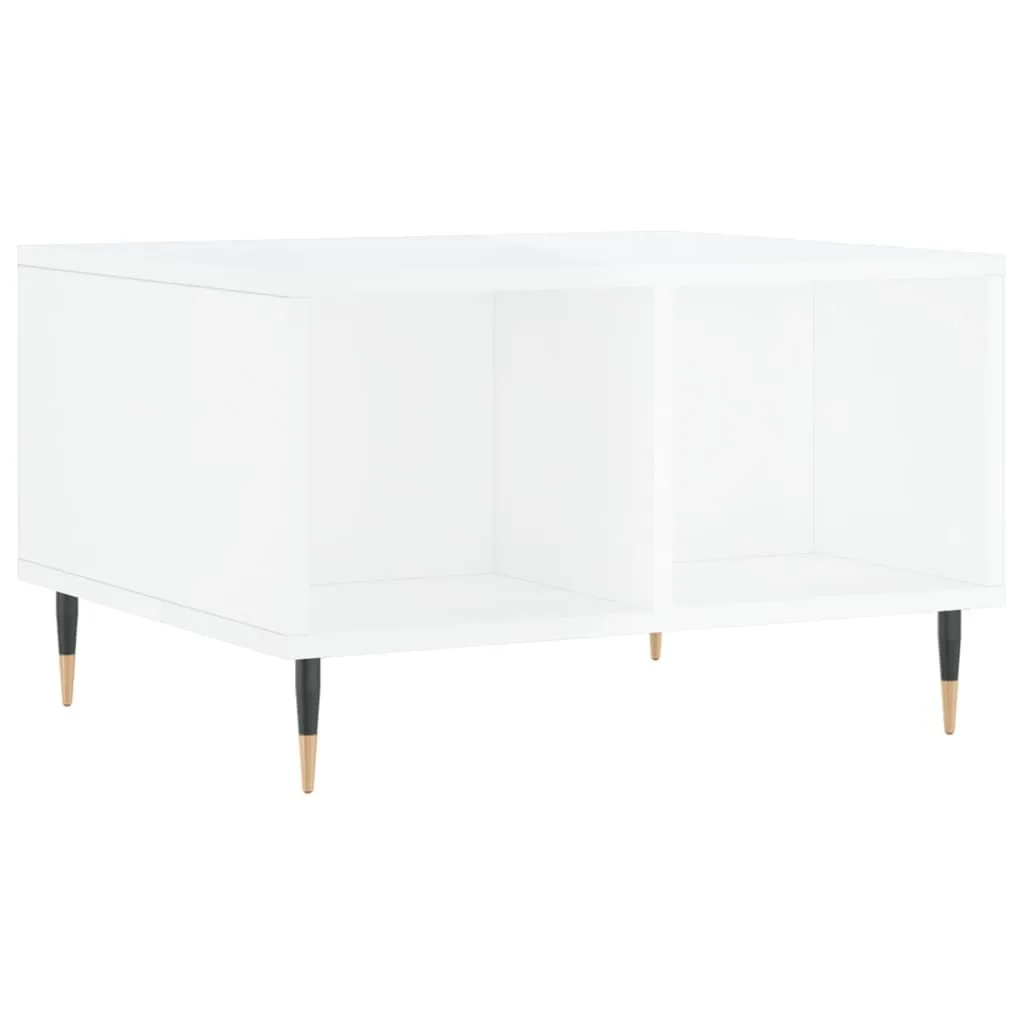Tavolino bianco lucido 60x50x36,5 cm materiale a base di legno