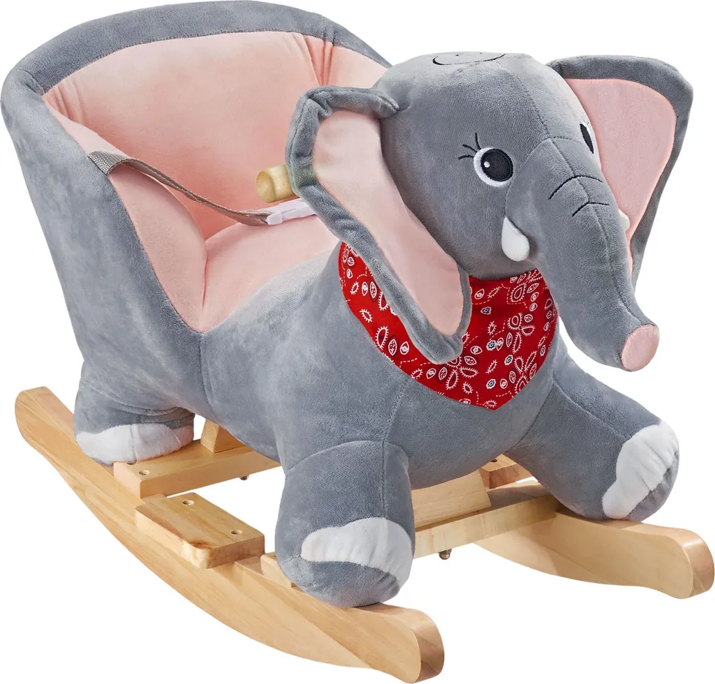Jouet à bascule éléphant en peluche grise pour bébé de 1 an et plus