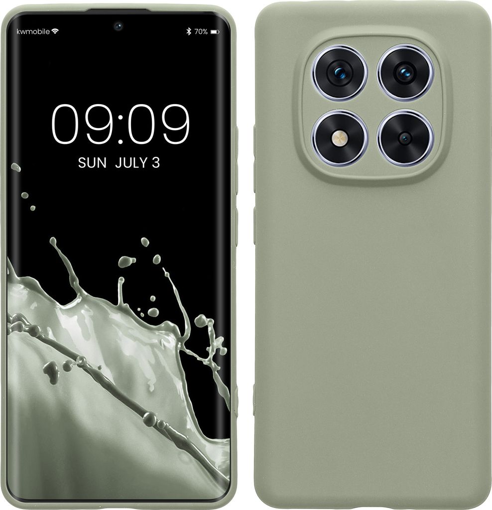 kwmobile Handyhülle kompatibel mit Xiaomi Redmi Note 14 Pro 5G / Poco X7 Hülle - Handy Case aus weichem Silikon in Graugrün