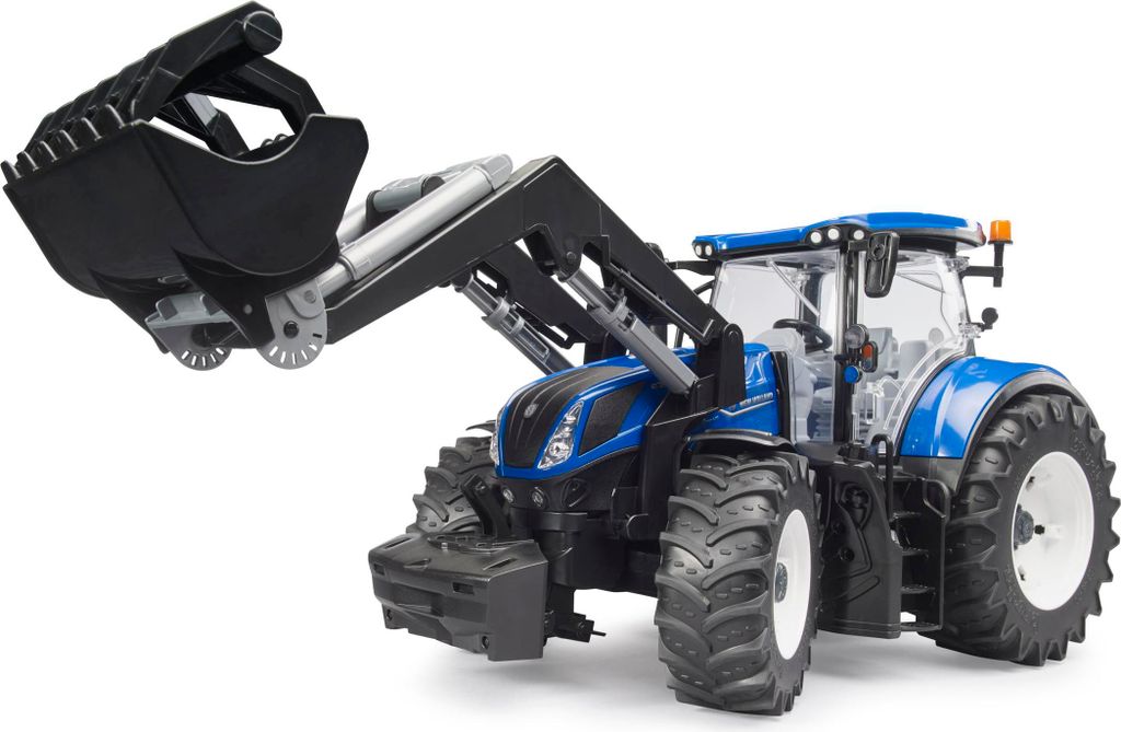 A blue New Holland T7.315 tractor with a front loader, shown against a white background.