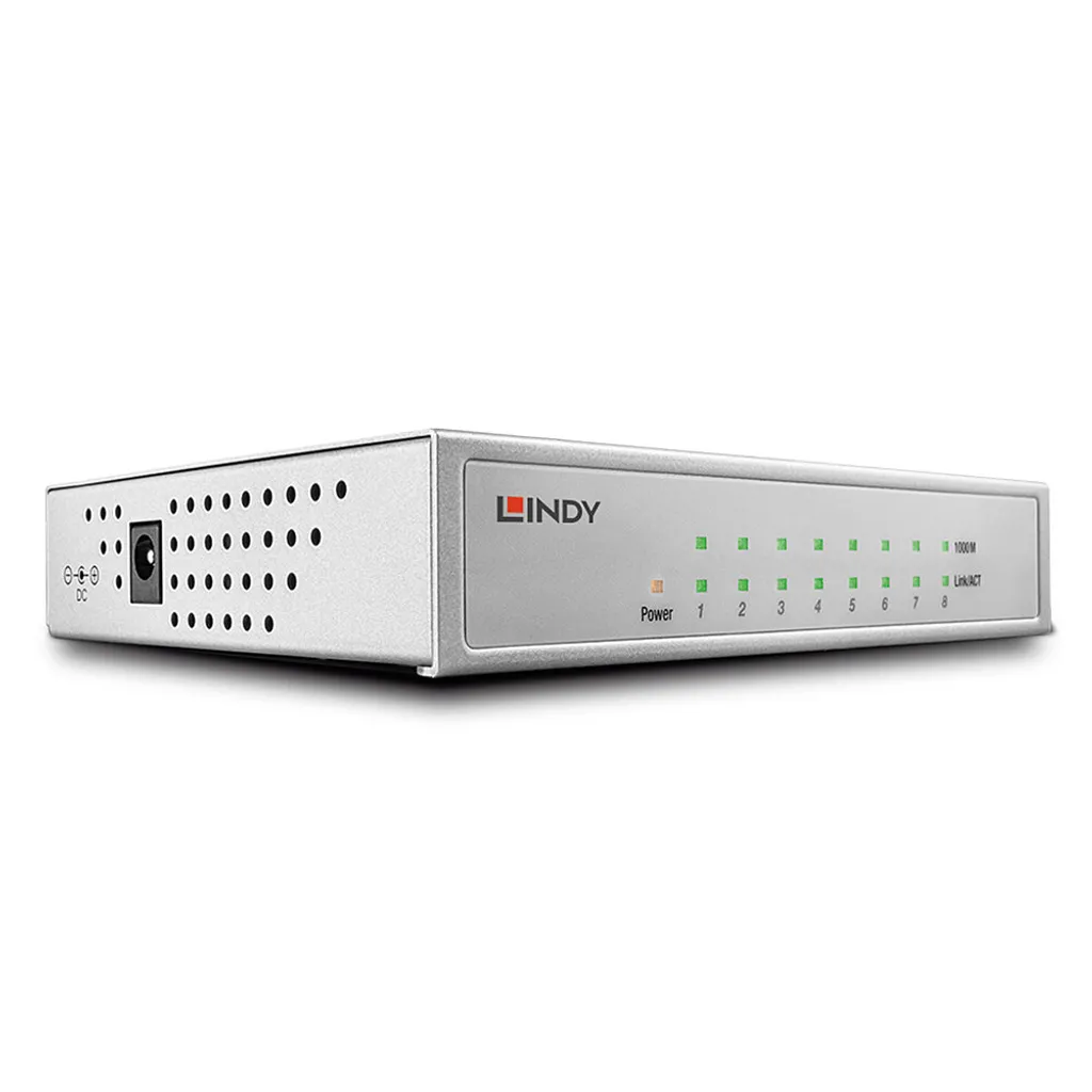 Commutateur réseau Gigabit LINDY 8 ports - Switch Ethernet en métal noir stable