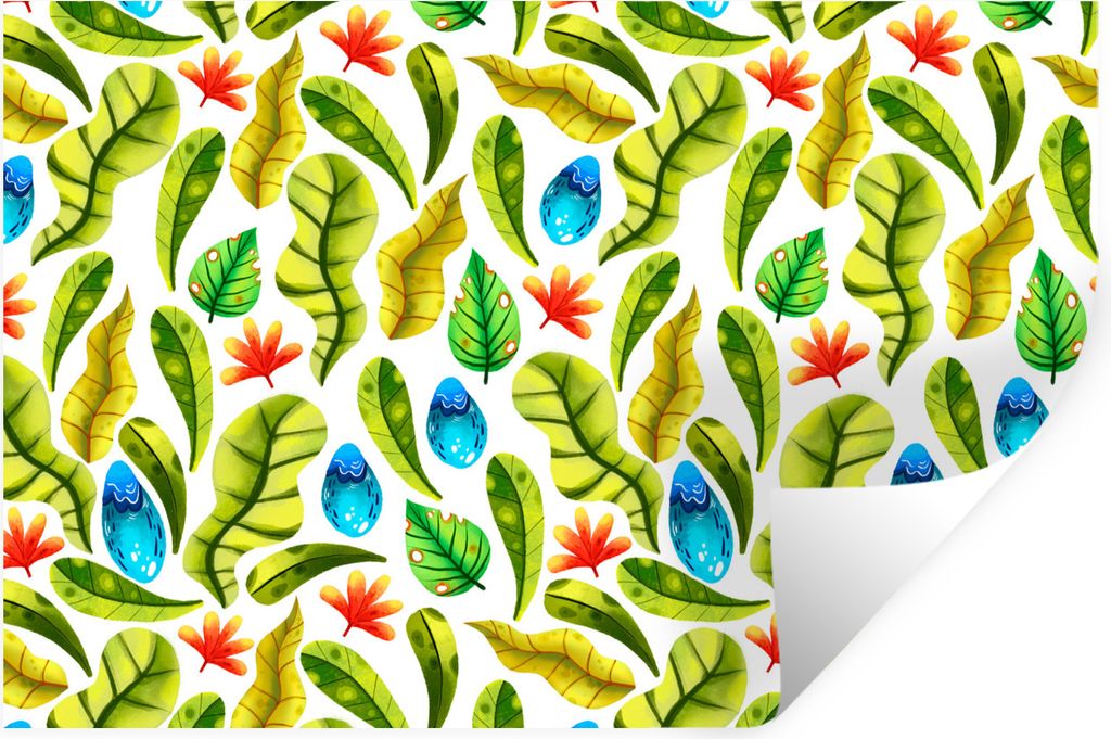 MuchoWow Wandtattoo Wandsticker Wandaufkleber Dschungel - Design - Tropische Blätter 120x80 cm Selbstklebend und Repositionierbar - Selbstkleben...