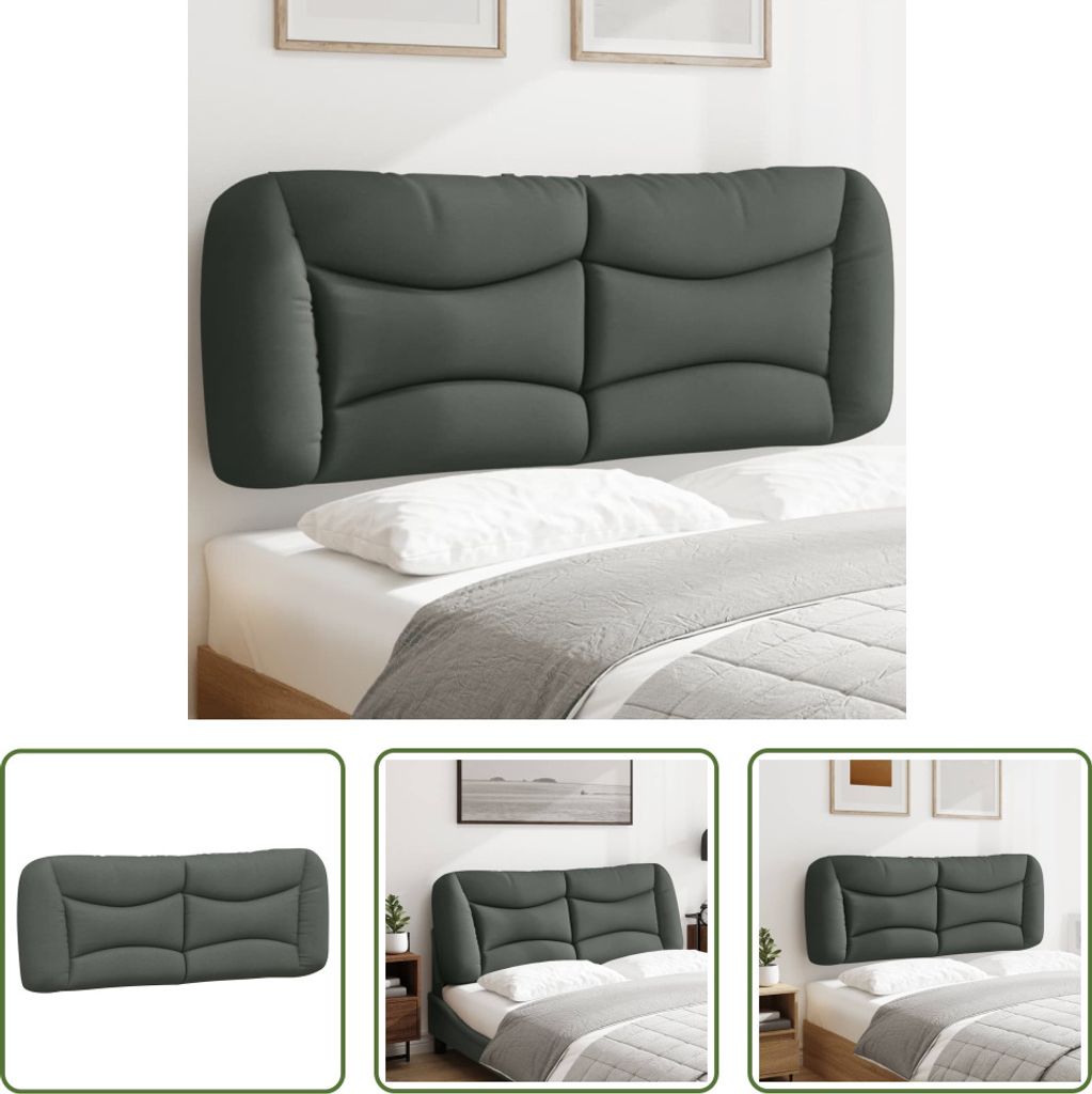 The Living Store Kopfteil-Kissen Dunkelgrau 120 cm Stoff