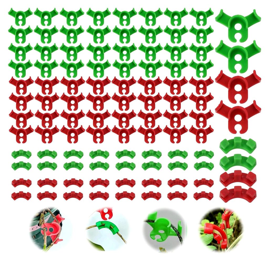 100 Stück Pflanzenbieger Clips, 90 Grad Low Stress Training für Kletterpflanzen, 30 große und 20 kleine in Rot und Grün, wiederverwendbare Pfla...
