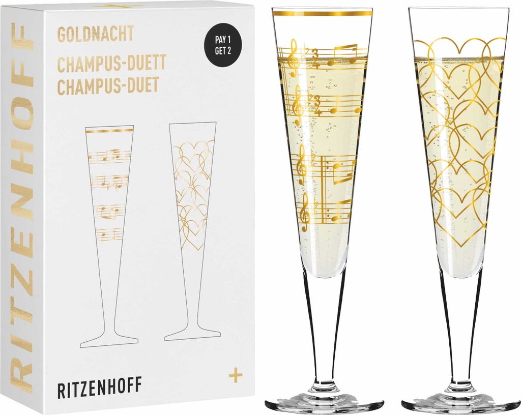Goldnacht Champagnerglas-Set H23 Von Nathalie Jean | Rurik Mahlberg