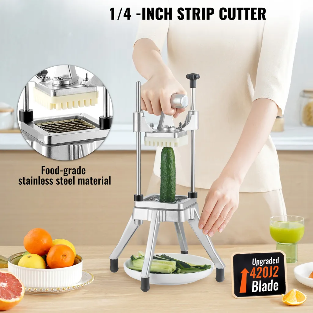 Tritatutto commerciale per frutta e verdura di SucceBuy, robusta taglierina per alimenti con lama da 1/4 di pollice, taglierina professionale per patatine fritte e taglierina per cipolle di Kattex, in acciaio inox per pomodori, peperoni, patate, funghi - 2