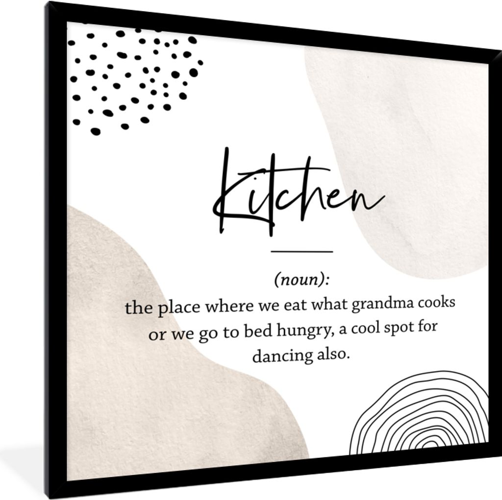 MuchoWow Gerahmtes Poster Definition Küche - Küche - Zitate - Wörterbuch 40x40 cm - Poster mit Schwarzem Bilderrahmen Wandposter Rahmen Foto B...