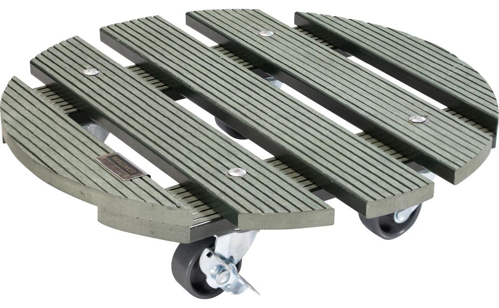 WAGNER Pflanzenroller WPC Ø 29 x 7,5 cm, für außen & innen, grün, wetterfest, 2 Feststeller, Tragkraft 100 kg - 20052801