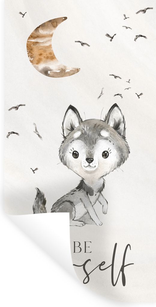 MuchoWow Wandtattoo Wandsticker Wandaufkleber Sprichwörter - Wolf - Sei du selbst - Kinder - Jungen - Mädchen - Aquarell 40x80 cm Selbstklebend...