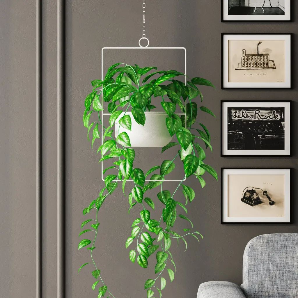 Pot décoratif robuste en métal blanc - Solution déco durable 40 cm haut