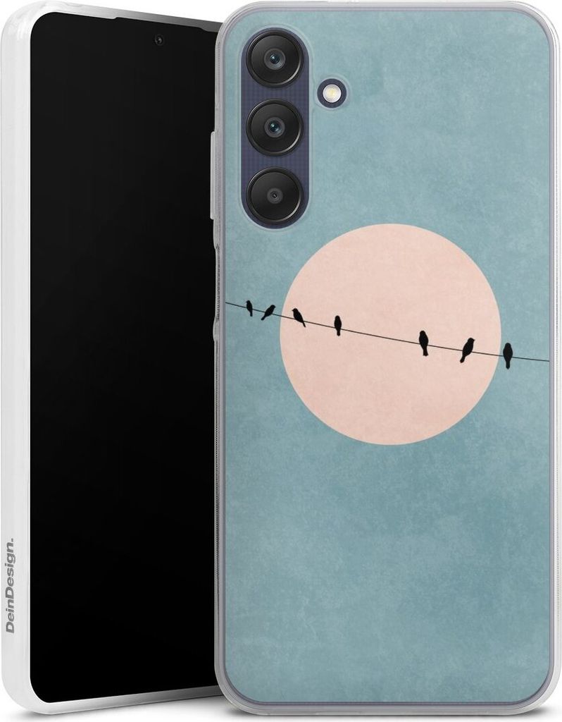 DeinDesign Slim Hülle für Samsung Galaxy A25 5G Silikon Case Ultra Dünn Handyhülle Mond Vogel türkis